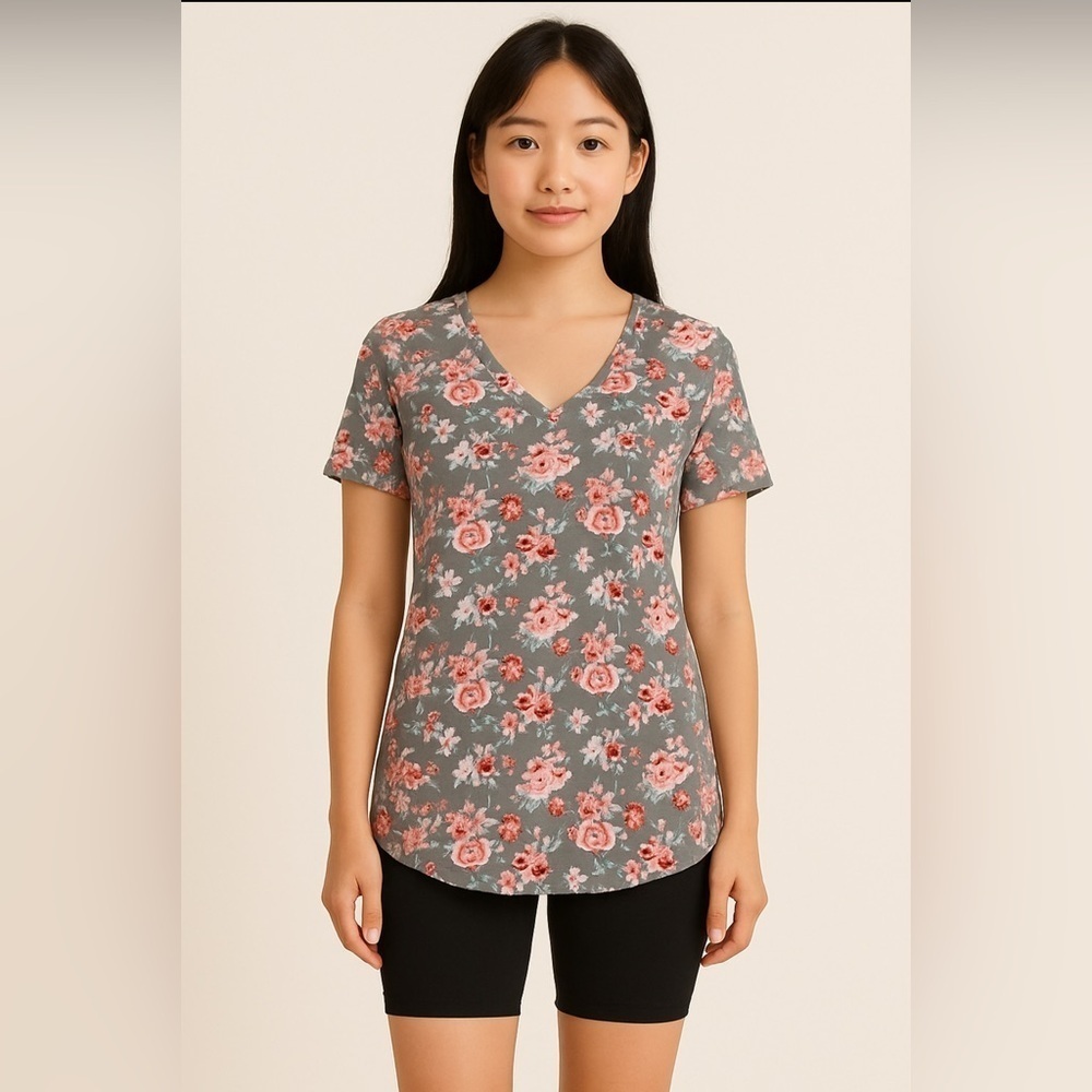 LulaRoe Floral Iris V-Neck Women's Top. Size-XXS - Picture 1 of 4